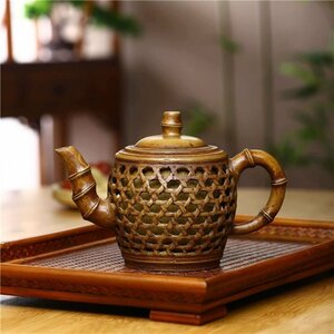 極細工 旧蔵 宜興紫砂壺 名家手作壺 茶壺 在銘 煎茶道具 茶具 茶道品 置物 擺件 中国美術 装飾 収蔵 コレクションsux173