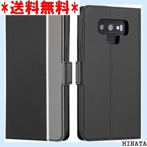 Galaxy Note 9 ケース 手帳型 薄型 軽量 ス カード入れ スタンド 2色組合 グレー + ブラック 899