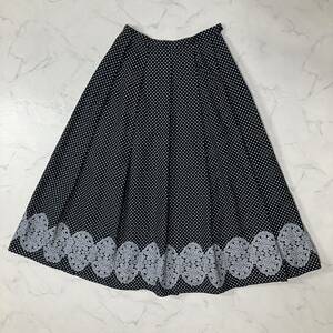 MOGA Moga made in Japan polka dot da mask pattern Zip pleat flair mi leak height skirt black white 2