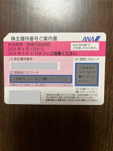 ANA 全日空 株主優待券 1枚　有効搭乗期間 2024年6月1日から2025年5月31日まで