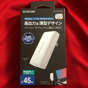 スマホ&ノートPC用ACアダプター USB充電器45W USB-Cポート 薄型スイングプラグ ホワイト ACDC-PD2445WH