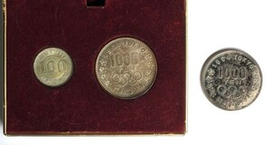 記念コイン 3点セット 東京オリンピック 1000円銀貨2枚 100円銀貨 1964年 昭和39年 記念硬貨 
