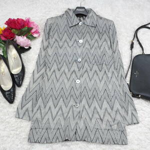 G7881*MISSONI ミッソーニ☆リネン☆シルク☆総柄☆ジャケット☆ブルゾン☆グレー☆42