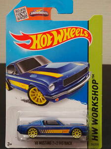 HOT WHeeLs 65 MUSTANG 2+2 FASTBACK 青 フォード ムスタング ミニカー MUSCLE CAR マッスルカー レーシング ストライプ ホットウィール