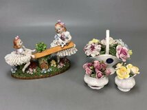 R0116A2 ROYAL ALBERT ロイヤルアルバート ROYAL DOULTON ロイヤルドルトン 置物 4点 花かご レース磁器 陶器人形 西洋美術 傷有り_画像2