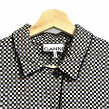 GANNI ガニー パジャマシャツ pajama shirt open collar オープンカラー チェック 格子柄 レディース パイピング_画像4