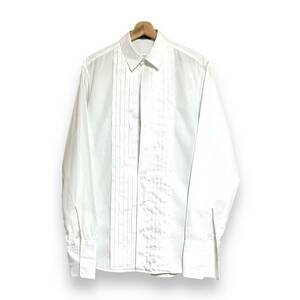 LOUIS VUITTON dress shirt ルイヴィトン　ドレスシャツ プリーツシャツ ダブル カフスデザイン M 白 ブロード フランス製 