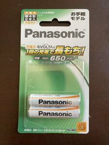 未使用　Panasonic　パナソニック EVOLTA eneloop ニッケル水素電池　単4形2本お手軽モデル650mAh　2023年4月制