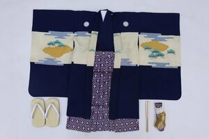 inagoya# "Семь, пять, три" роскошный выгода комплект *3 лет для мужчина [ кимоно + перо тканый + нижняя рубашка + hakama комплект ] мелкие вещи имеется .. б/у товар y8573ni