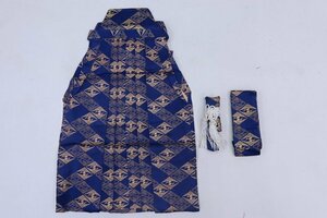 inagoya■kimono for kids☆3歳男の子【袴セット◆紐下52cm】小物付き 化繊 金襴柄 中古品 着用可 y6120bq