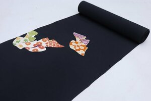 inagoya★☆絶品!!友禅と刺繍☆★限定1点のみ◆BLACK SILK-極上の黒染め-◆【黒絵羽】附下調 正絹 羽尺 反物 z3135bb