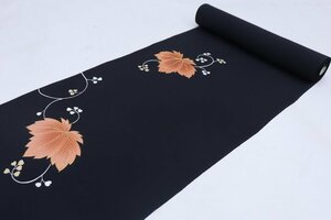 inagoya★☆絶品!!友禅と刺繍☆★限定1点のみ◆BLACK SILK-極上の黒染め-◆【黒絵羽】附下調 正絹 羽尺 反物 z3128bb