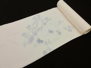 inagoya■素材推奨品！■未使用品【長襦袢-13.5ｍ-】鶴 正絹 反物 生地 新品 未仕立て y7682fq