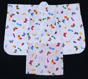 inagoya! супер симпатичный кимоно![ девочка * три . одиночный товар ] белой серии бабочка полиэстер б/у "надеты" возможно "Семь, пять, три" y8257mm