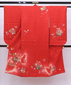 inagoya* симпатичный кимоно!!*[ 4 ..+ нижняя рубашка ]7 лет для девочка натуральный шелк "надеты" возможно б/у товар z0532my