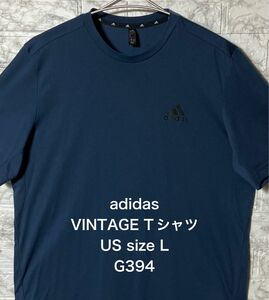 USA アメリカ古着 シンプルロゴ adidas ダークネイビーTシャツ Lsize ビンテージ アディダス シンプルロゴ