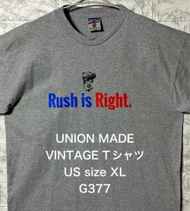 USA アメリカ古着 ビンテージ UNION MADE XLsize グレーTシャツ フロント文字プリント VINTAGE