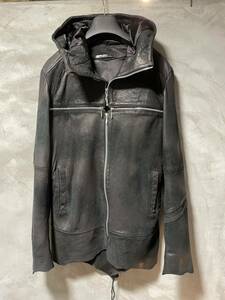 フォーティーンス アディクション14th Addiction CROSS ZIP HOODED JACKET シープスキン レザーライダース ジャケット ブルゾン 3 ブラック