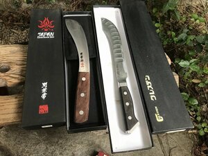 * [ present condition goods ] together cutlery kitchen knife knife ...GLESTAIN gray stain outdoor camp cooking cookware sashimi meat 