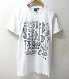 ◆STUSSY ステューシー 石像　フォト デザイン Tシャツ 白 サイズM　転写　希少