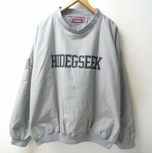 ◆◆HIDE AND SEEK ハイドアンドシーク XL 美品 ロゴ ナイロン プルオーバー ピステ ジャケット 灰 GREY サイズXL