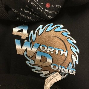 ◆4 WORTH DOING フォーワースドゥーイング サークルロゴプリント Tシャツ 黒 サイズL 色褪せブリーチ跡ありの画像5