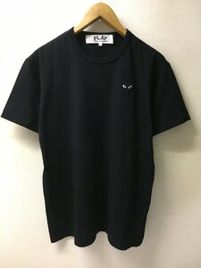 ◆PLAY COMME des GARCONS プレイ コムデギャルソン 黒 ハート ロゴ クルーネック Tシャツ 黒 サイズL