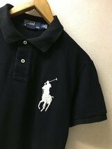 ◆国内正規 POLO by Ralph Lauren ポロ ラルフローレン NO 3 ビッグ ポニー 刺繍 鹿の子 ポロシャツ 黒 サイズL ゴルフにもおすすめ_画像2