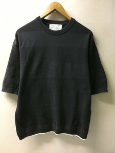 ◆トゥモローランド TRICOT ジャガード 染め加工 ボーダー 織り地　コットン ニット Tシャツ グレー サイズS