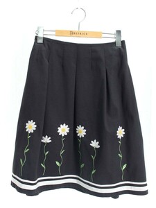 エムズグレイシー Margaret Motif Skirt マーガレット モチーフ 917335 スカート 38 ブラック 花柄 ITEPV5PC9Z06