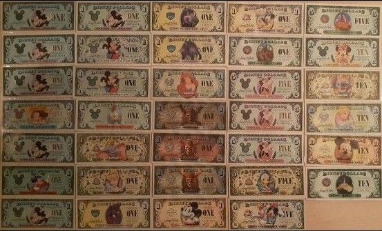 【中古品・バラ売り不可】 Disney dollar ディズニーダラー 紙幣 ダラー 34枚セット