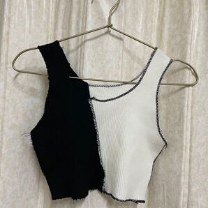 クロップトップ クロップタンクトップ タンクトップ ツートーン
