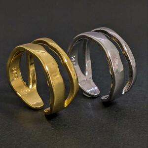 ダブルフロー リング 2セット メンズ シルバー ゴールド 925 デザイン指輪