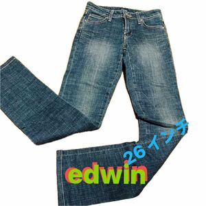 EDWIN Something エドウィン デニムパンツ レディース　スキニーデニム　カラーブラック　サイズXS 26x32