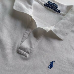 RALPH LAUREN Ralph Lauren white polo-shirt with short sleeves the skinny polo lady's Lpo knee woman deer. . cotton 100% refreshing summer thing 
