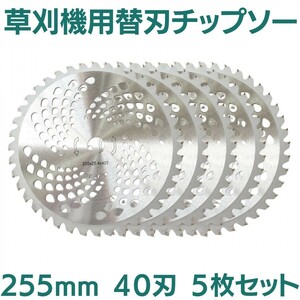 送料無料 匿名配送 草刈機替え刃 チップソー 40P 5枚セット 外径255mm 草刈機 草刈 40枚刃 草刈り機 草刈チップソー 軽量 刃こぼれ少ない