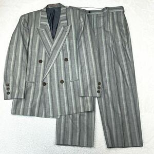 REGRETMAN suit setup top and bottom set double-breasted suit stripe wool 100% gentleman clothes business stylish retro M corresponding 
