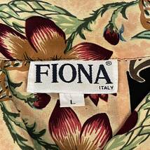 FIONA フィオナ シルク100% シルクシャツ 総柄シャツ 花柄シャツ 長袖シャツ ペイズリー柄 イタリア ミセス レディース Lサイズ_画像4