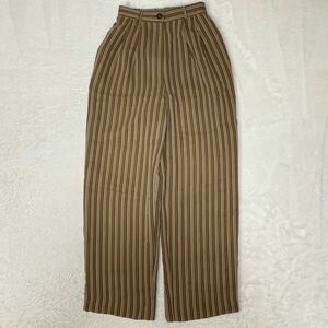 vintage レトロパンツ　シアーパンツ　シースルー　透け感　ストライプ　イージーパンツ ウエストゴム ポリエステル　春夏　薄手　S〜M相当