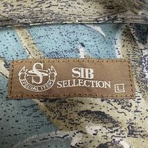 vintage SIB collection ジブコレクション 長袖シャツ 総柄シャツ 柄シャツ ヴィンテージ Lサイズ 日本製 メンズ 古着 ブルー ポリエステル_画像4