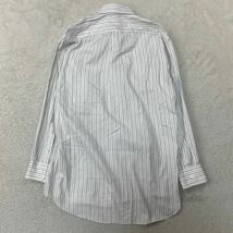 Aquascutum アクアスキュータム カッターシャツ ワイシャツ 長袖シャツ ドレスシャツ ストライプ 紳士服 綿100% メンズ L相当 日本製_画像3