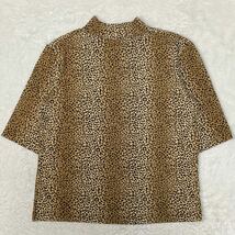 韓国製 アンサンブル ノーカラーシャツジャケット ハイネック トップス 豹柄 総柄 個性的 ブラウス金ボタン　　ポリシャツ レディースL相当_画像6
