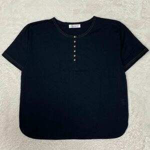 KAZAMIDORI カザミドリ NAIGAI Tシャツ 半袖 カットソー ボックスシルエット コットン ハーフボタン シンプル 金ボタン レディース