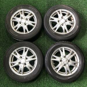 AC741-307 PRACTIVA 21年製 バリ山 155/65R13 73S 社外 Exceeder 4.00B 4穴 100 +43 67mm 4本set モコ ムーヴ ライフ ミラ 等