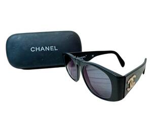  three 676*[ secondhand goods ]CHANEL Chanel here Mark 01451 90405 sunglasses plastic mat black lady's *