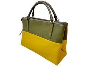  three 698*[ secondhand goods ]COACH Coach D1493-32502 2WAY handbag shoulder shoulder .. lady's yellow olive green *