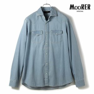 ◆【MOORER(ムーレー)/春夏/ウォッシュドコットンデニムワイドカラーウエスタンシャツ(GARRET-YKD)】[mor2370361-48]