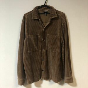 H&M ブラウン　ストレッチ素材　コーディロイシャツ　美品 ブラウン シャツジャケット 長袖　カジュアルシャツ