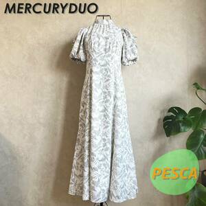 【美品】MERCURYDUO マーキュリーデュオ ボタニカルフラワーパフスリーブワンピース　ロング　M　002220301401