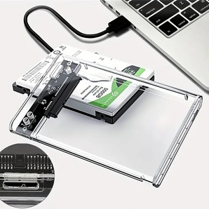 SSD/HDDケース クリア USB3.0対応 外付け 2.5インチ SATA 外部電源不要 スケルトン 2個までメール便同梱可能【M3】の画像4